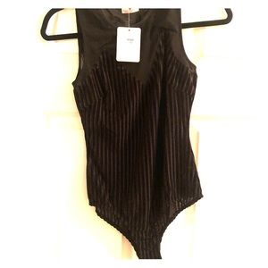 Morning Mist velvet and mesh body suit NWT